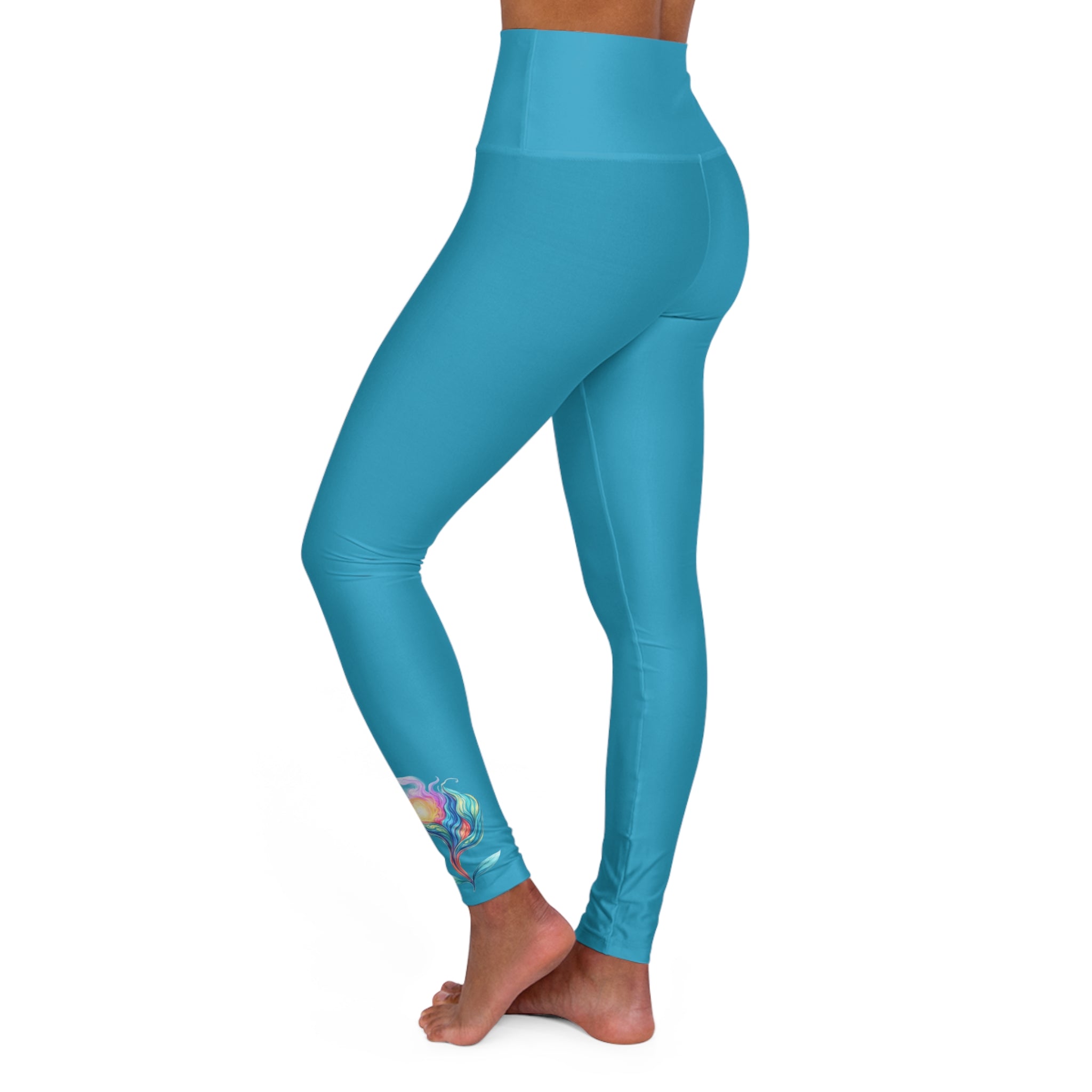 BioSlate | FlowPearl | Turquoise High-Waist Yoga Leggings