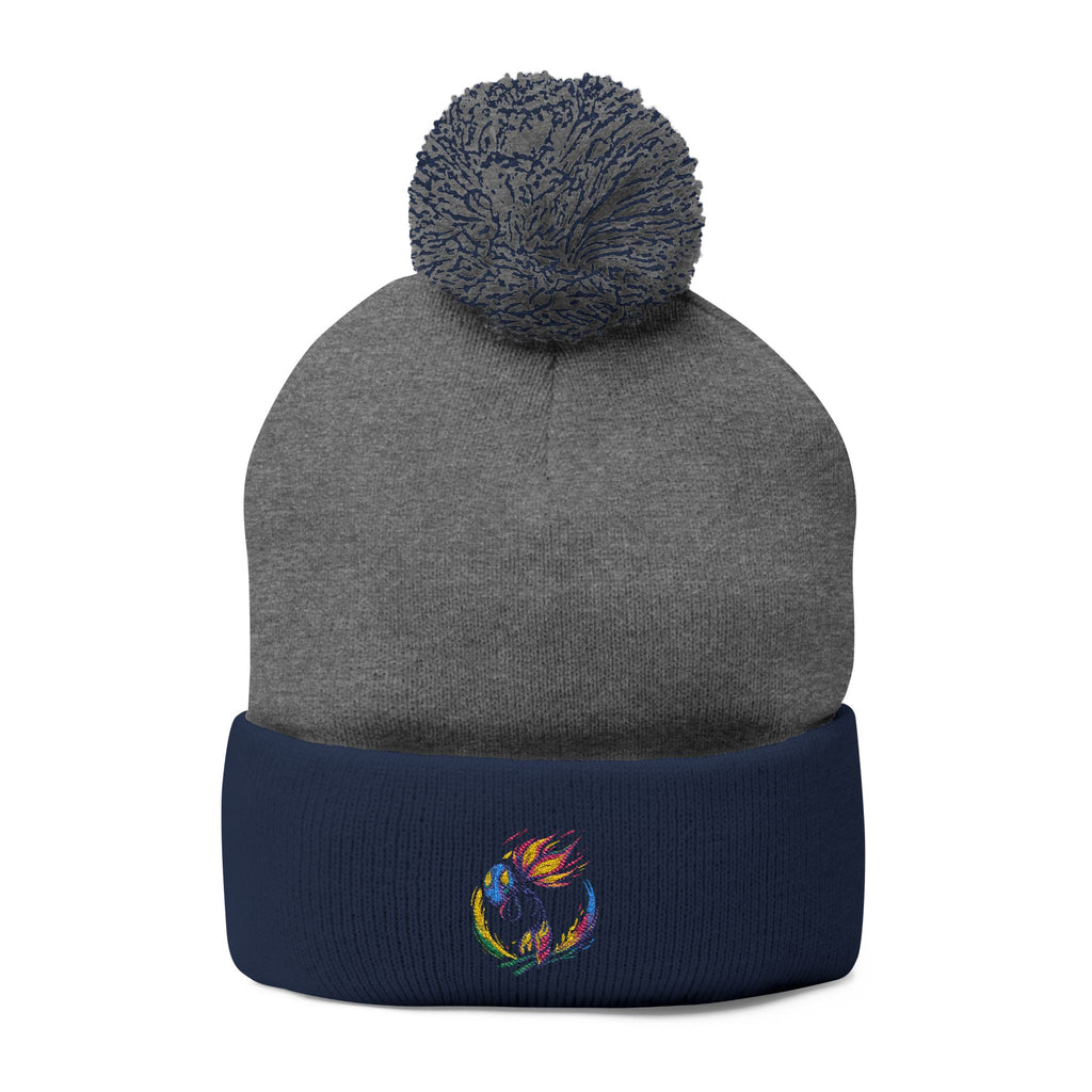BioSlate | SkiBloom Logo | Embroidered Pom-Pom Knit Cap