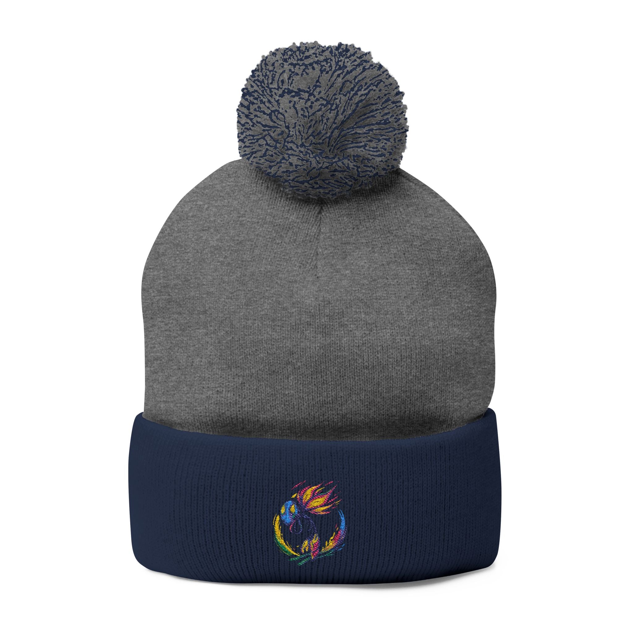 BioSlate | SkiBloom Logo | Embroidered Pom-Pom Knit Cap