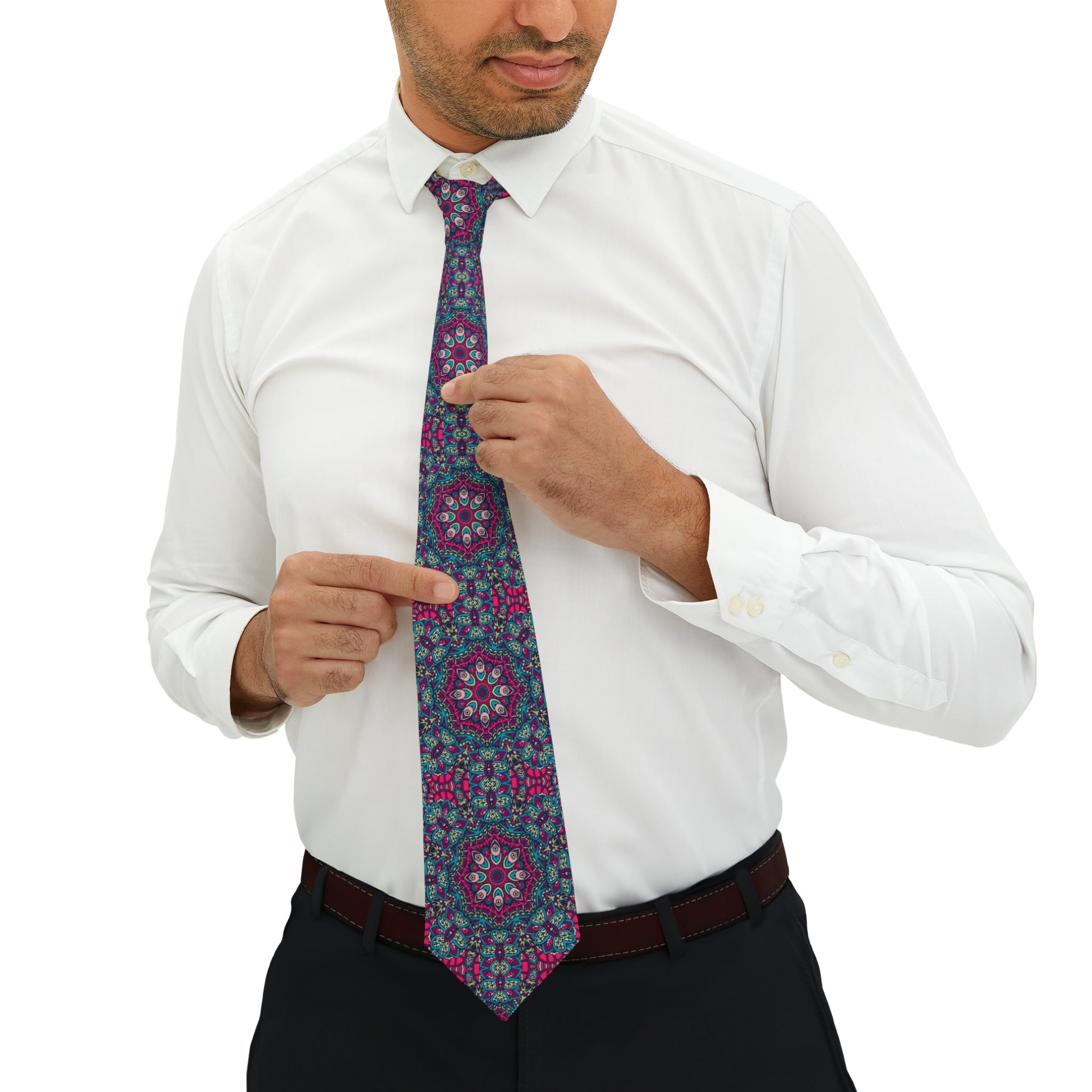 "DirkyThreadz Kaleidoscope Necktie - Vibrant Geometric Pattern for Bold Elegance"