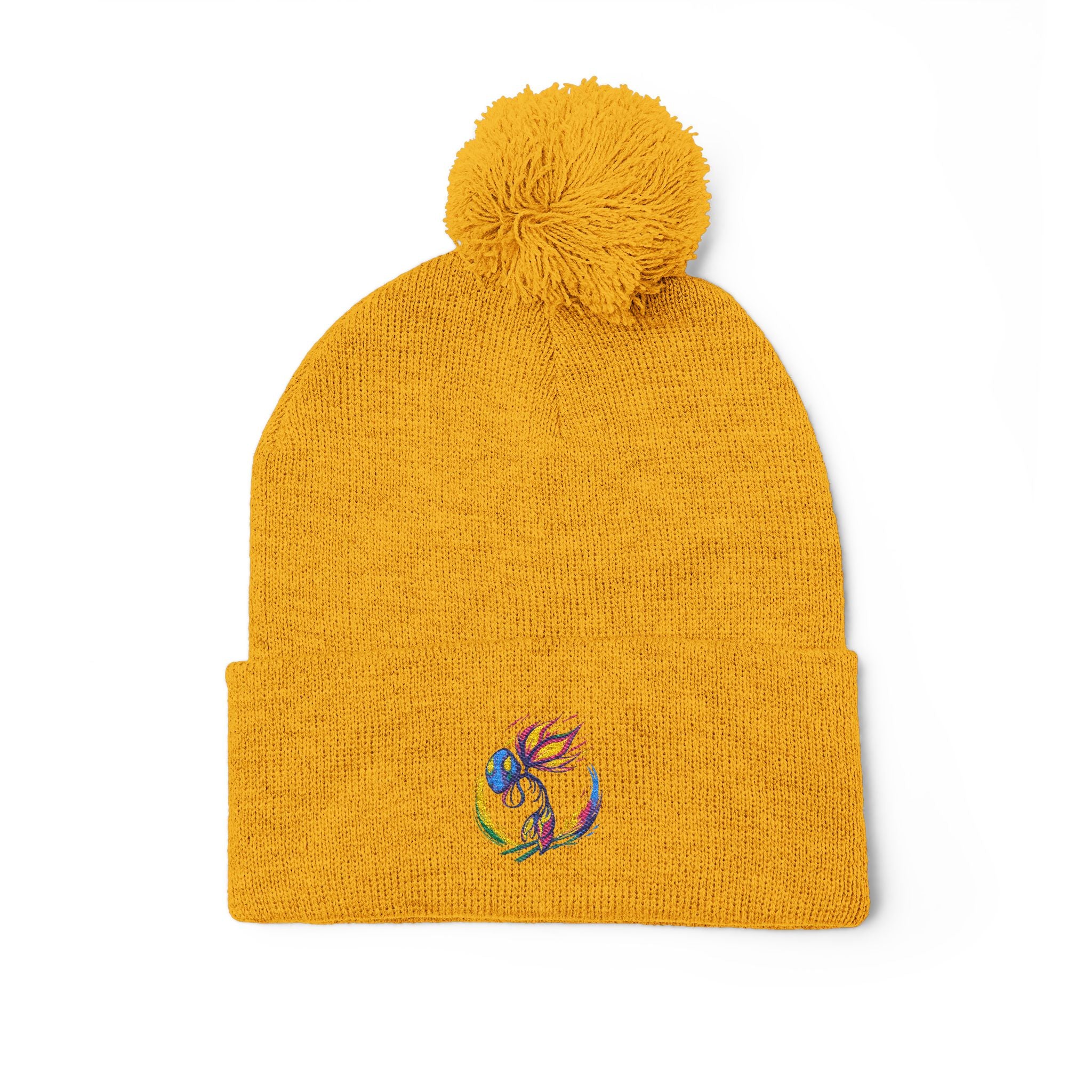 BioSlate | SkiBloom Logo | Embroidered Pom-Pom Knit Cap