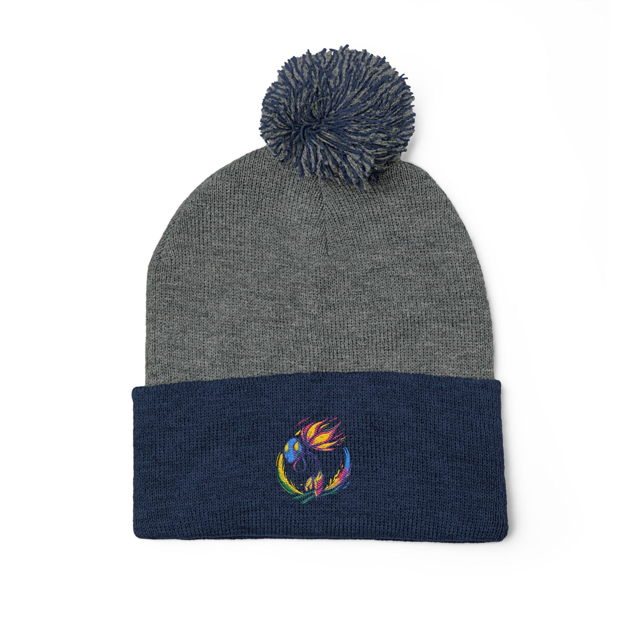 BioSlate | SkiBloom Logo | Embroidered Pom-Pom Knit Cap