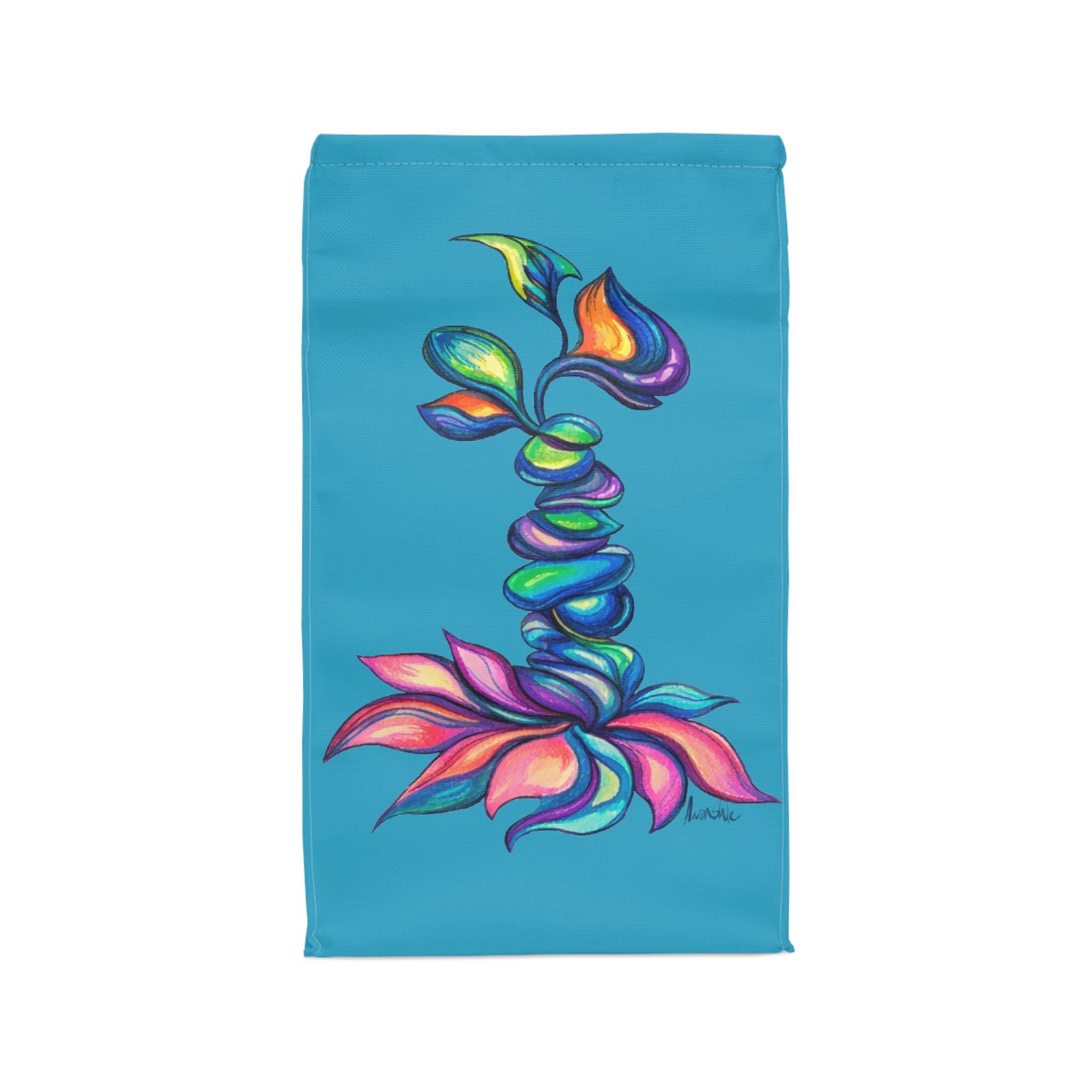 BioSlate | FlowPoem | Va Two | Turquoise | Insulated Lunch Bag