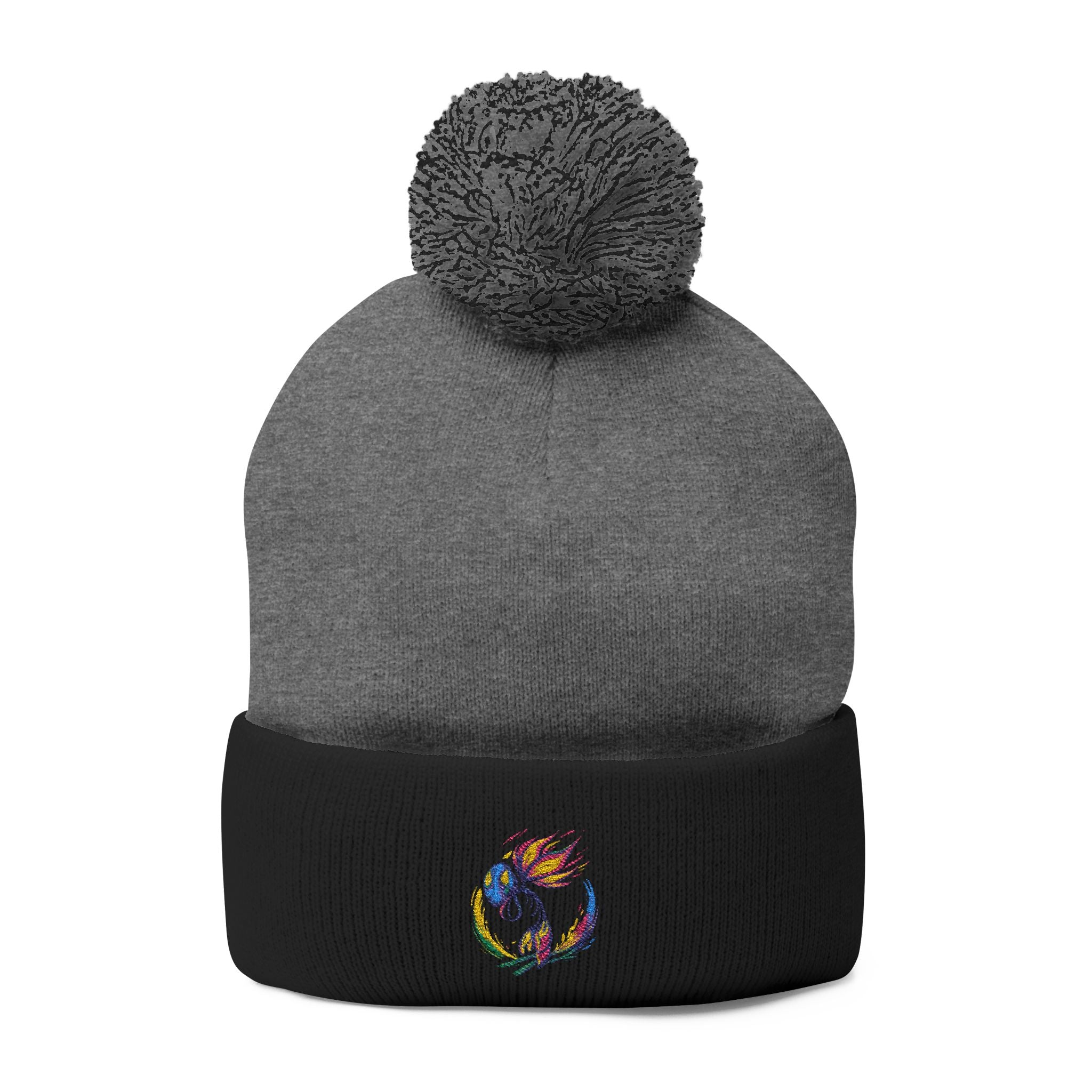 BioSlate | SkiBloom Logo | Embroidered Pom-Pom Knit Cap