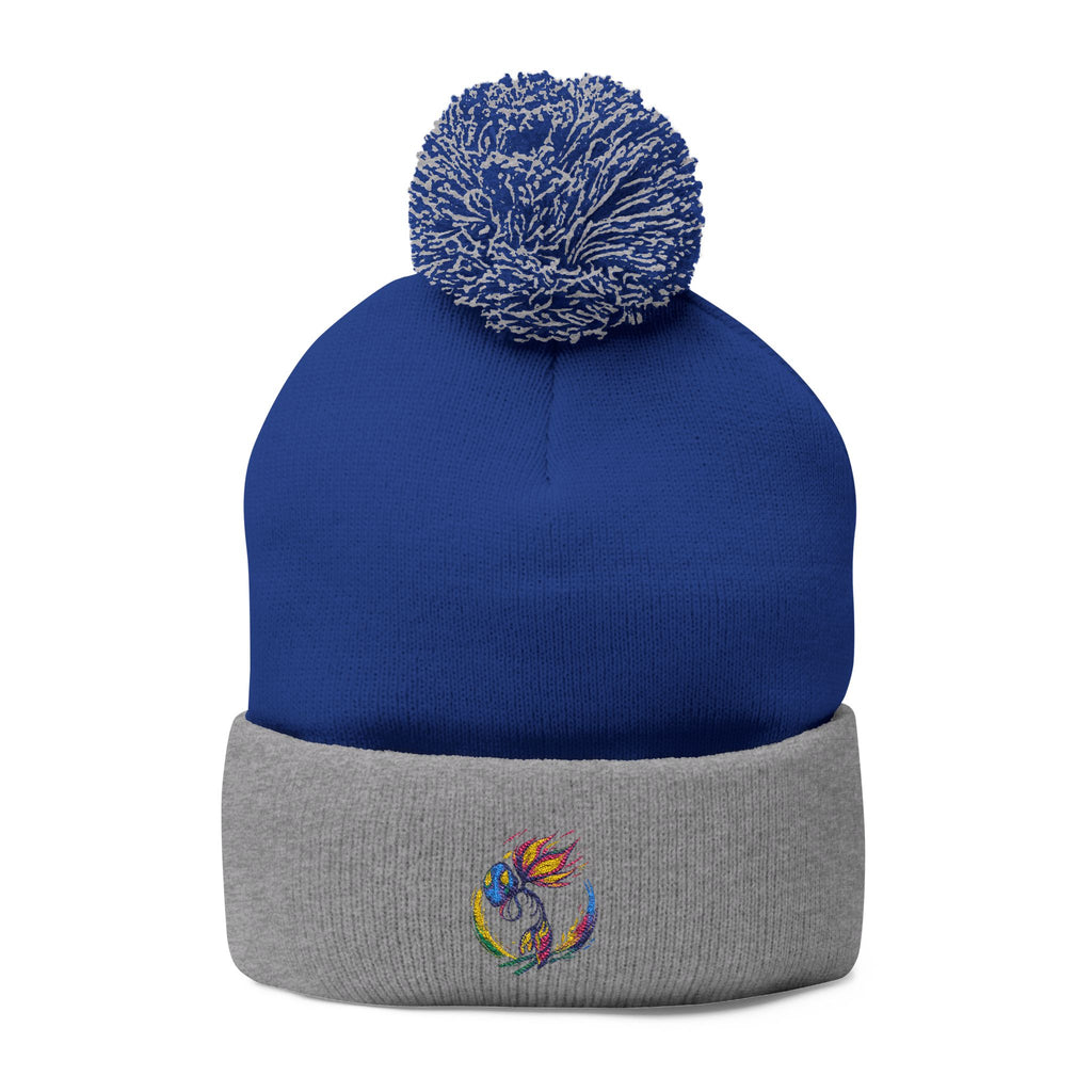 BioSlate | SkiBloom Logo | Embroidered Pom-Pom Knit Cap