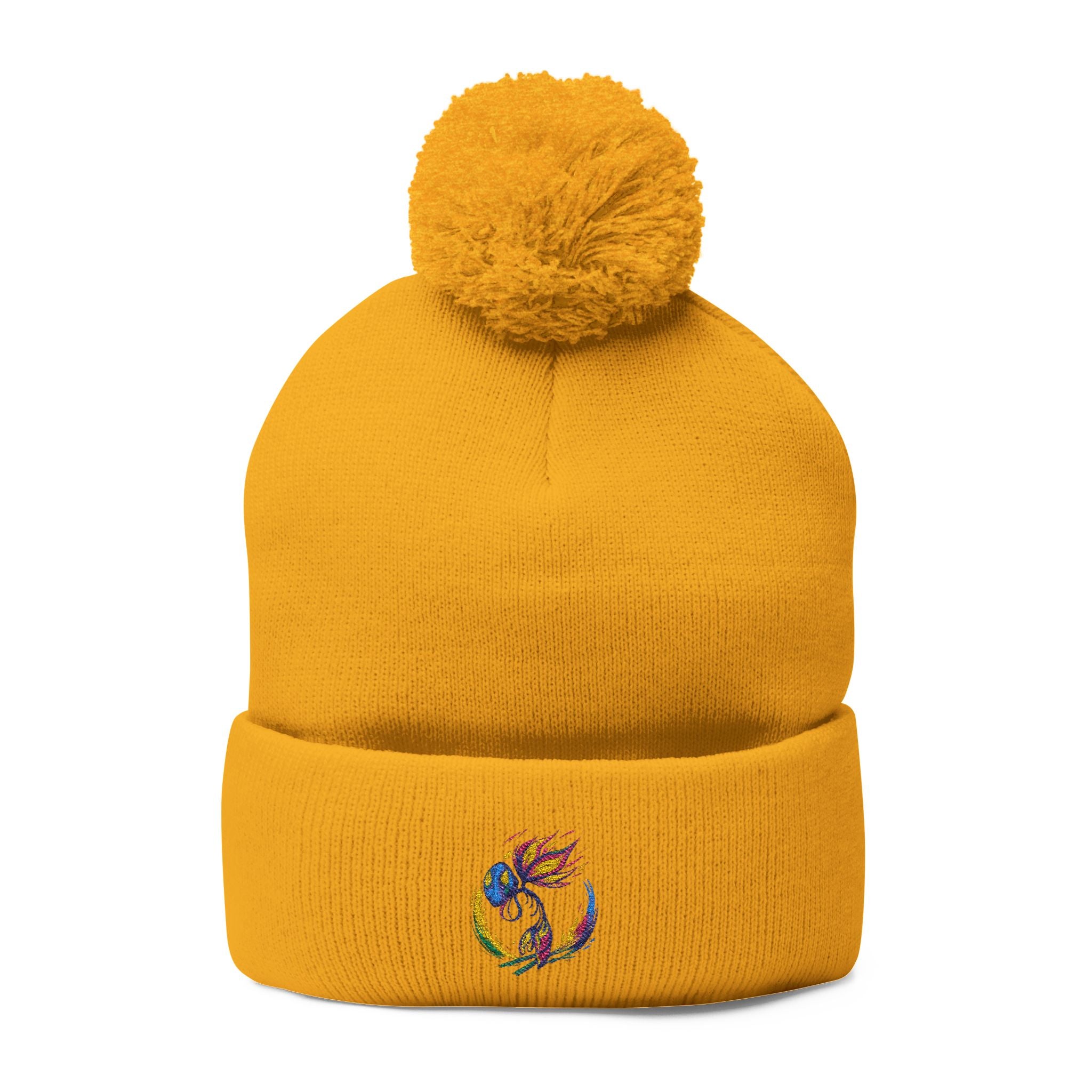 BioSlate | SkiBloom Logo | Embroidered Pom-Pom Knit Cap
