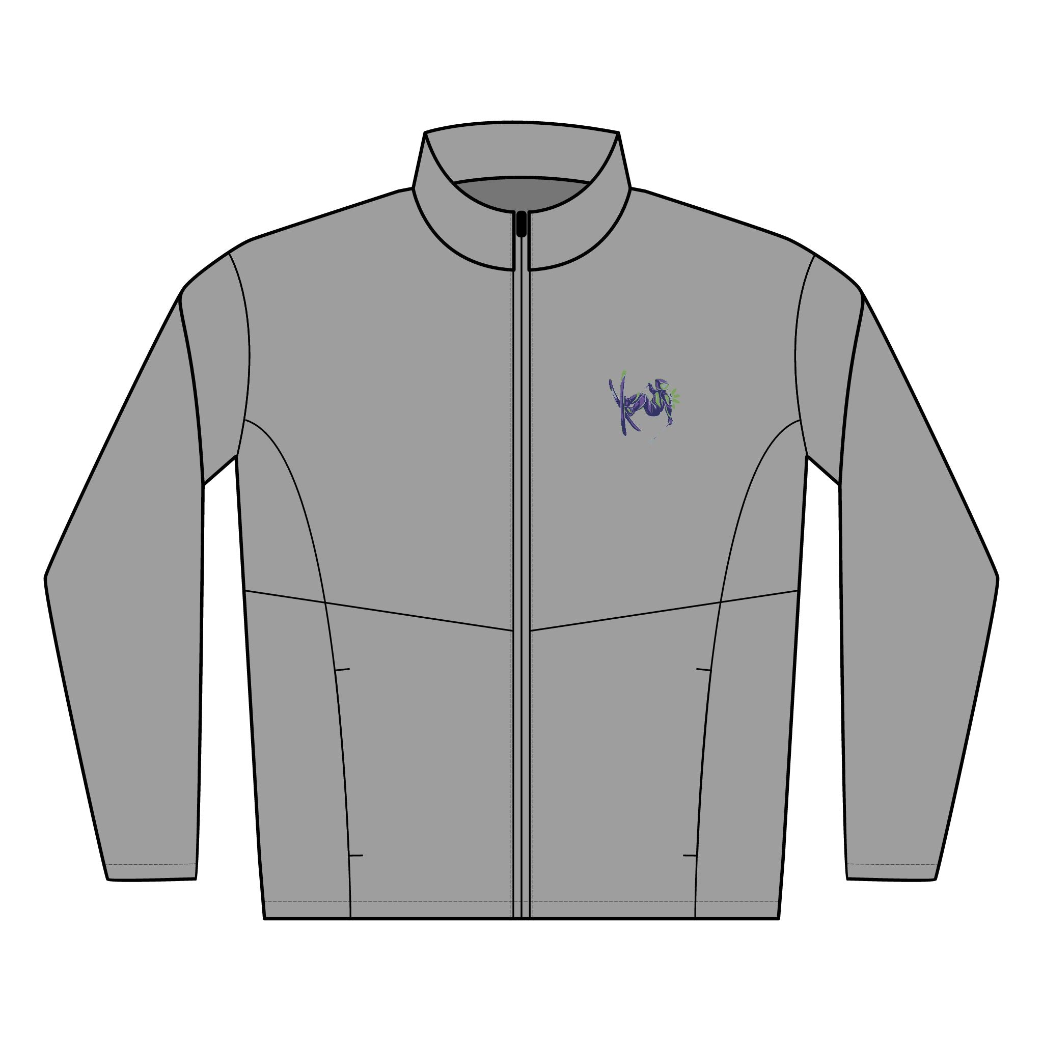 Gray jacket with a small logo on a white background