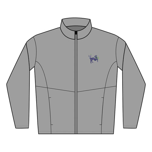 Gray jacket with a small logo on a white background
