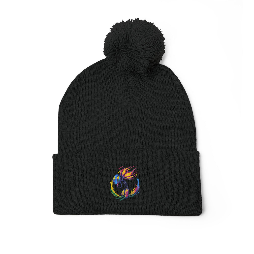 BioSlate | SkiBloom Logo | Embroidered Pom-Pom Knit Cap
