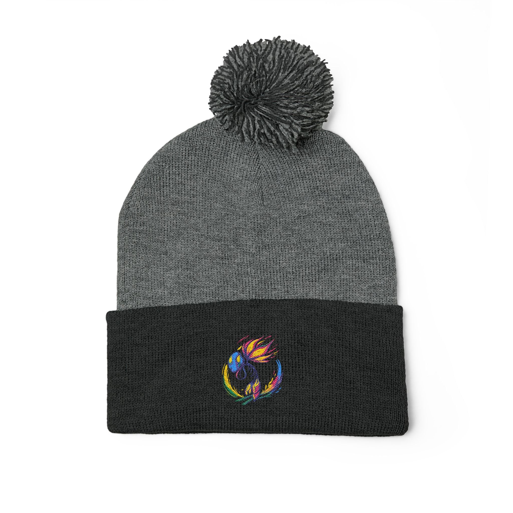 BioSlate | SkiBloom Logo | Embroidered Pom-Pom Knit Cap
