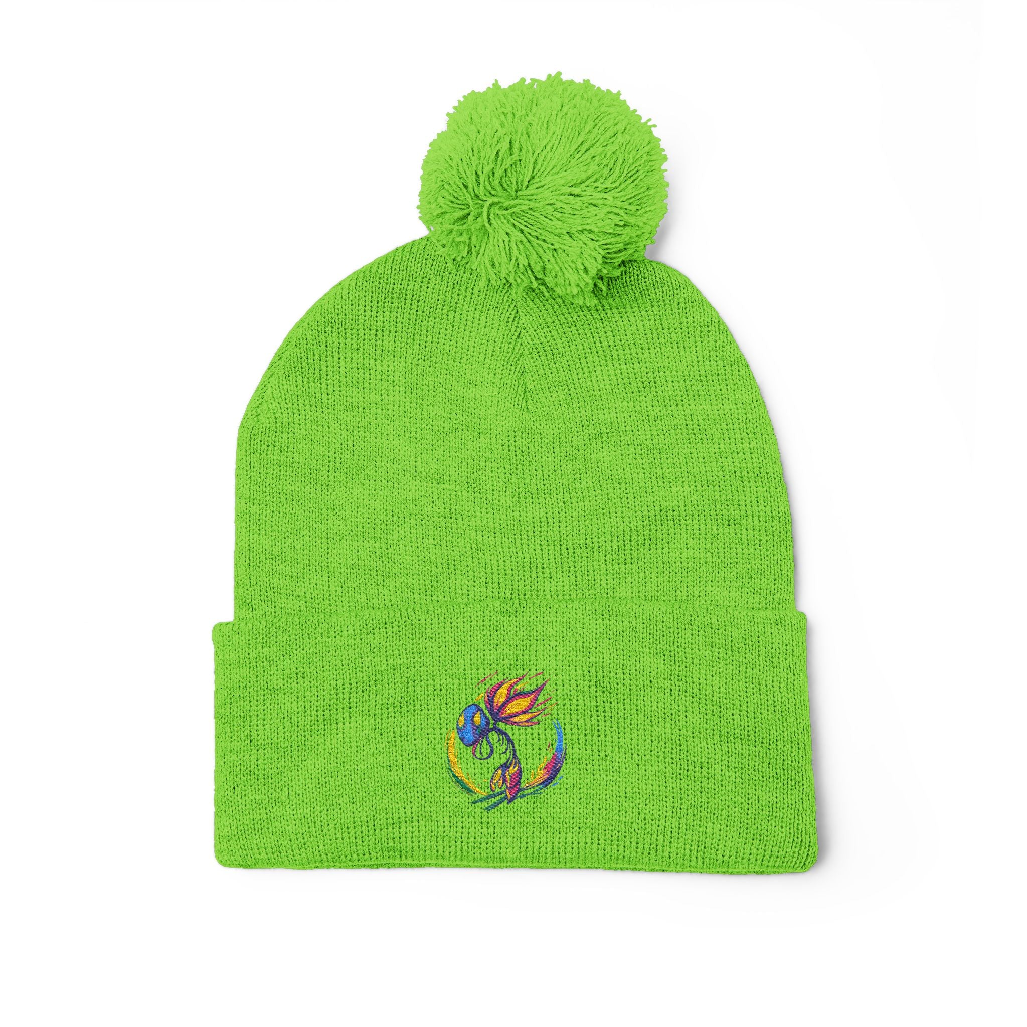 BioSlate | SkiBloom Logo | Embroidered Pom-Pom Knit Cap