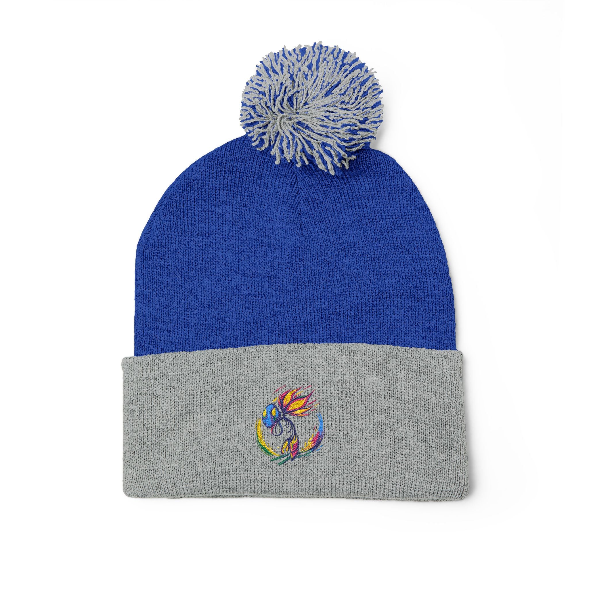 BioSlate | SkiBloom Logo | Embroidered Pom-Pom Knit Cap