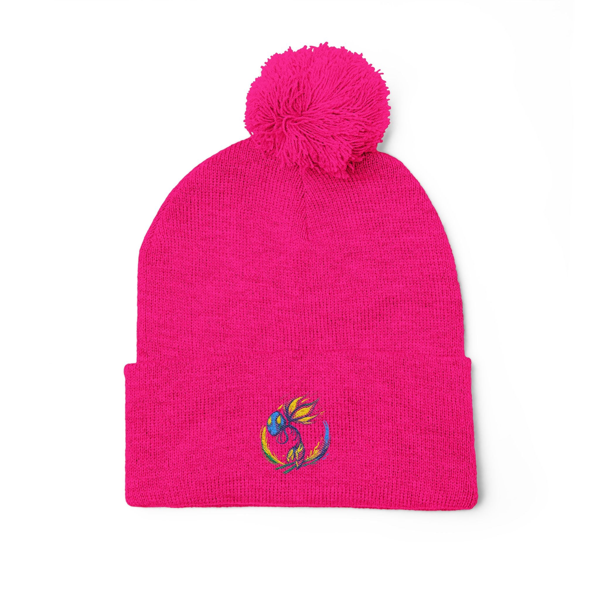 BioSlate | SkiBloom Logo | Embroidered Pom-Pom Knit Cap
