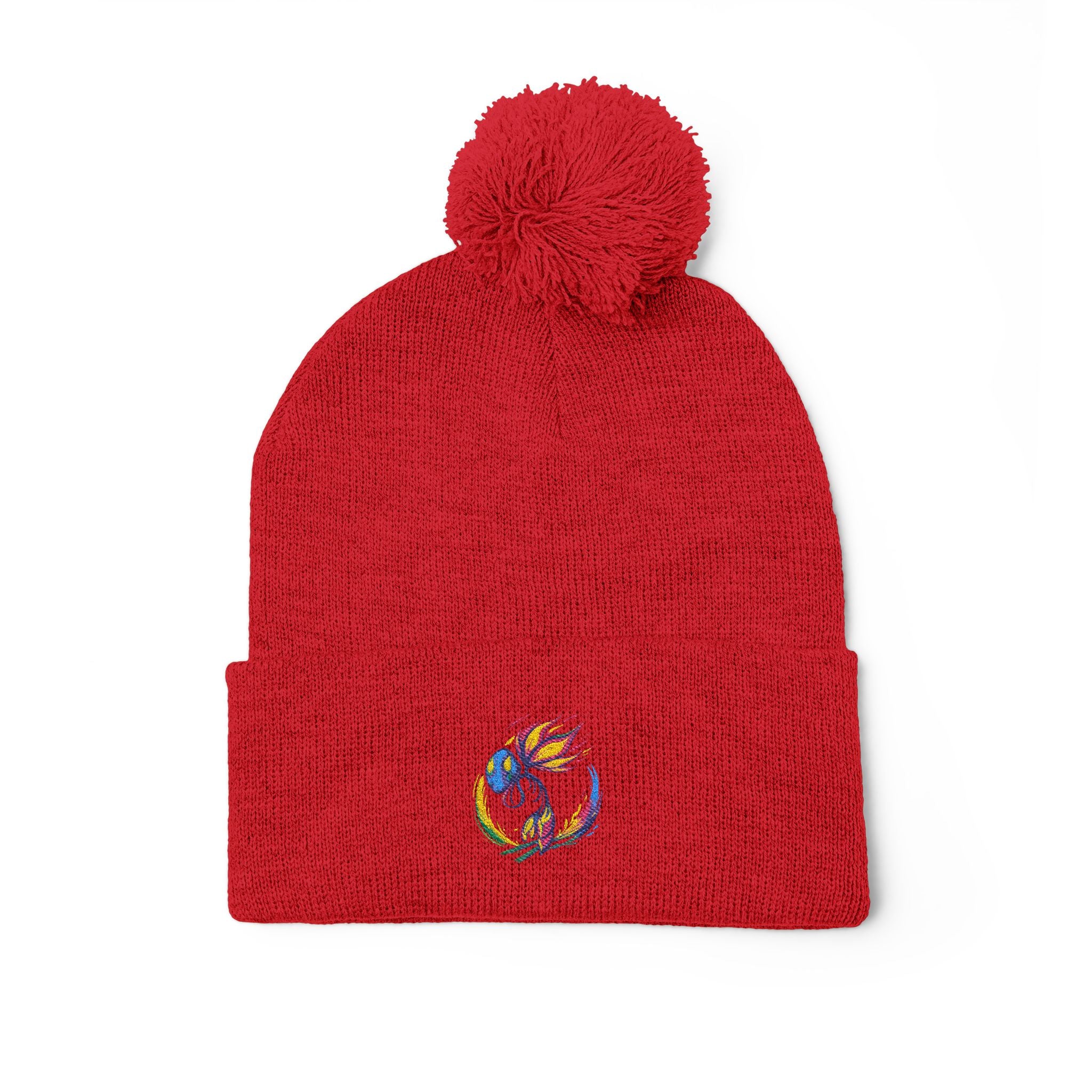 BioSlate | SkiBloom Logo | Embroidered Pom-Pom Knit Cap