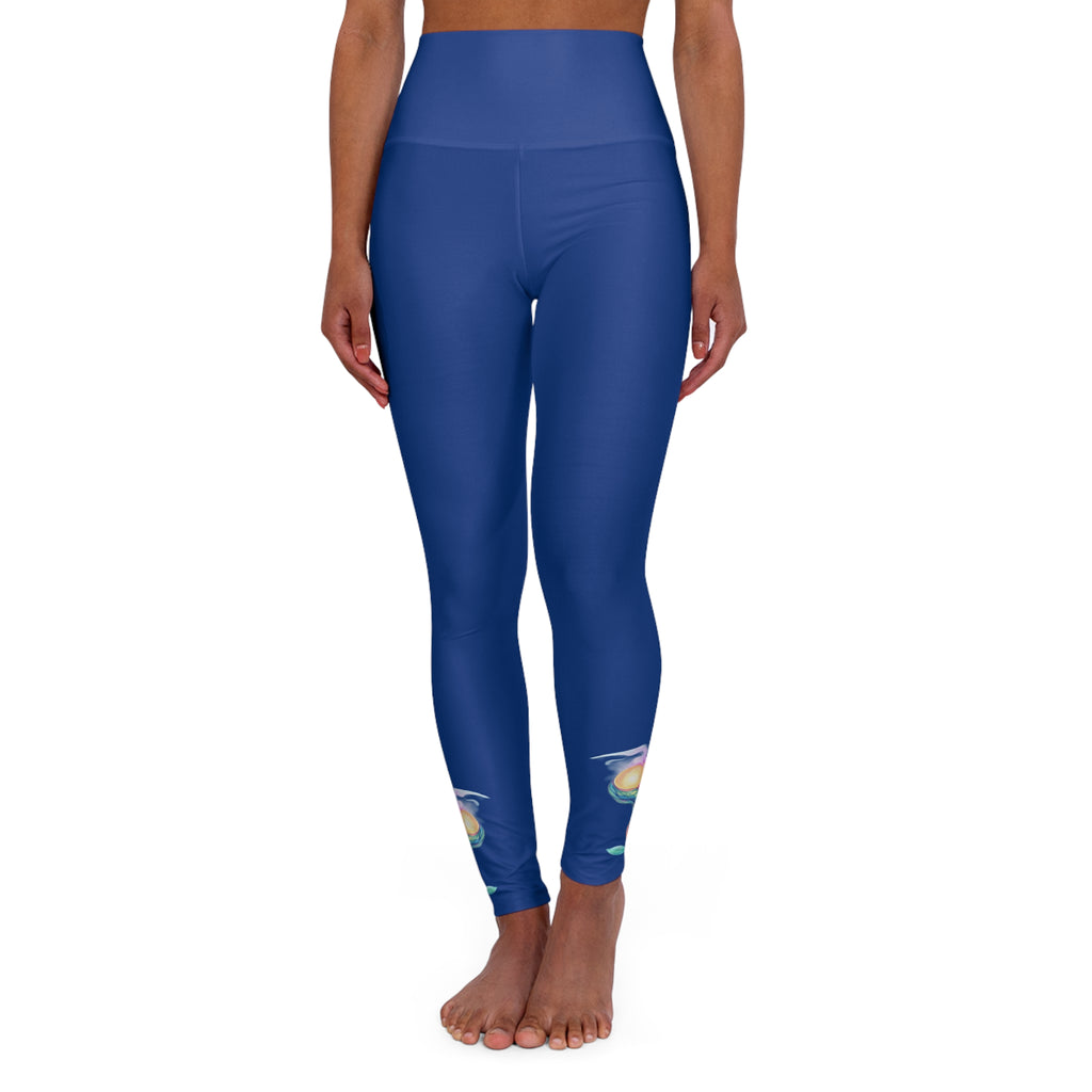 BioSlate | FlowPearl | Dark Blue High-Waist Yoga Leggings