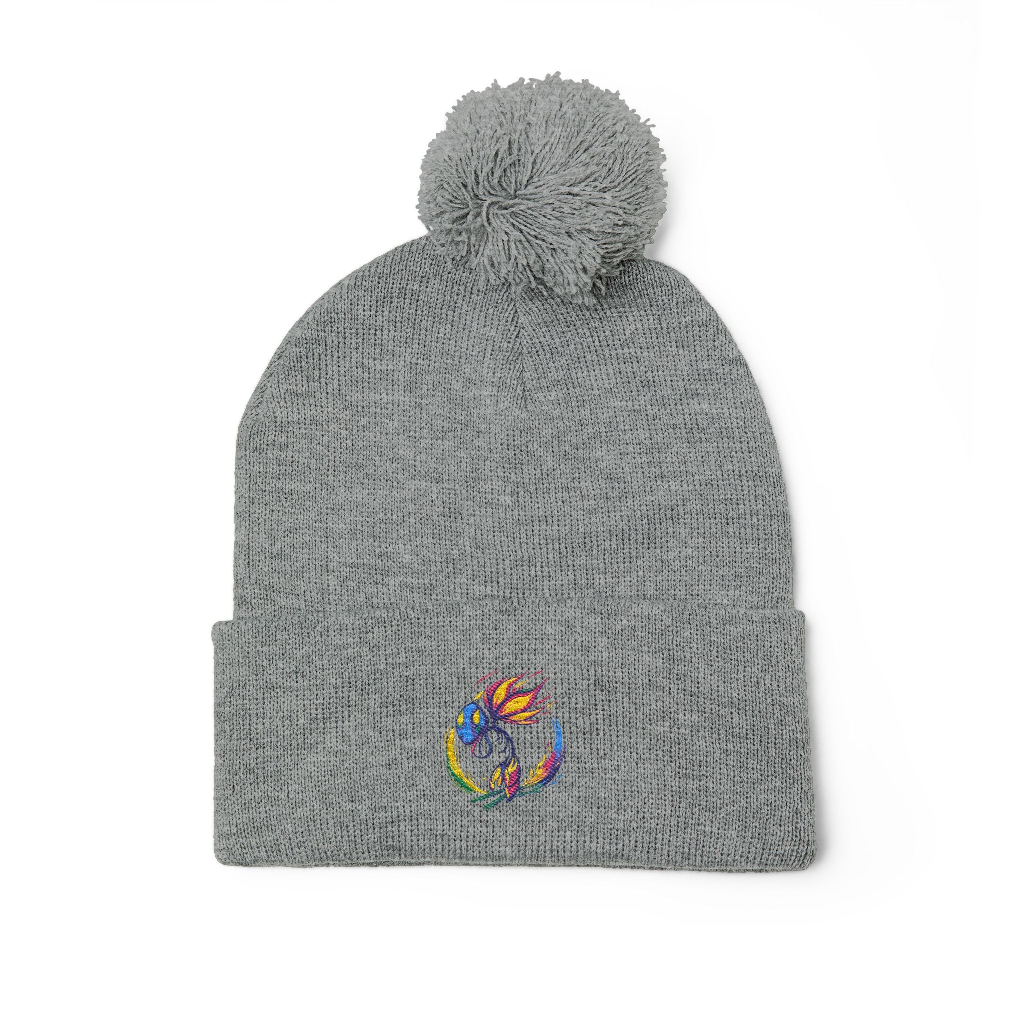 BioSlate | SkiBloom Logo | Embroidered Pom-Pom Knit Cap