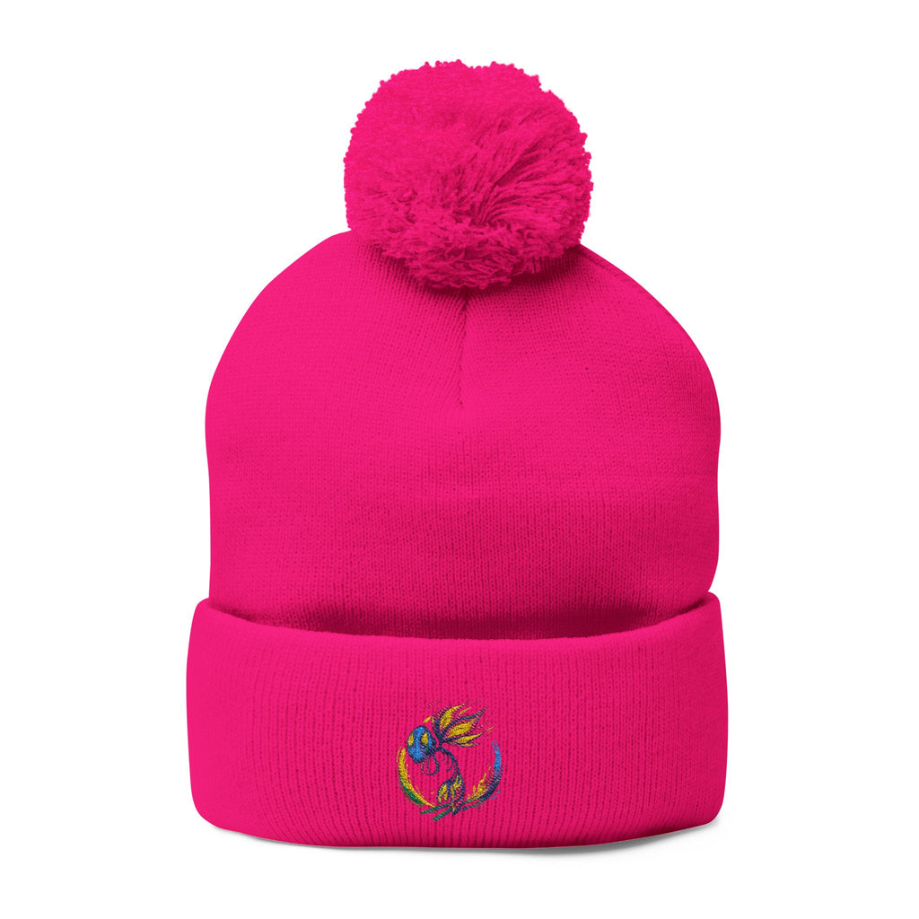 BioSlate | SkiBloom Logo | Embroidered Pom-Pom Knit Cap