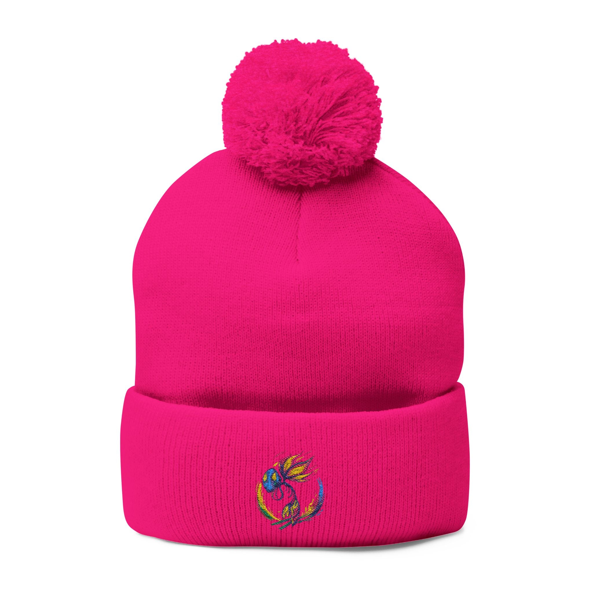 BioSlate | SkiBloom Logo | Embroidered Pom-Pom Knit Cap