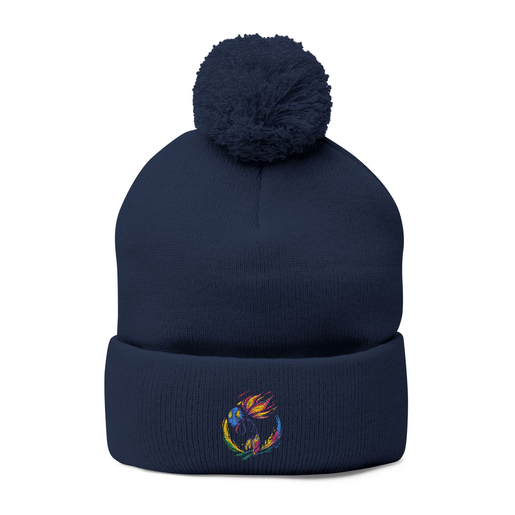 BioSlate | SkiBloom Logo | Embroidered Pom-Pom Knit Cap