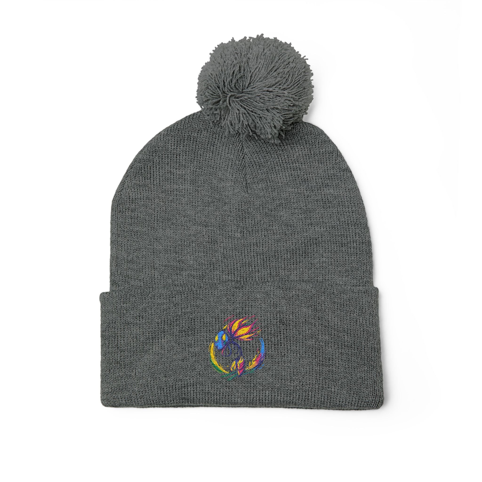 BioSlate | SkiBloom Logo | Embroidered Pom-Pom Knit Cap