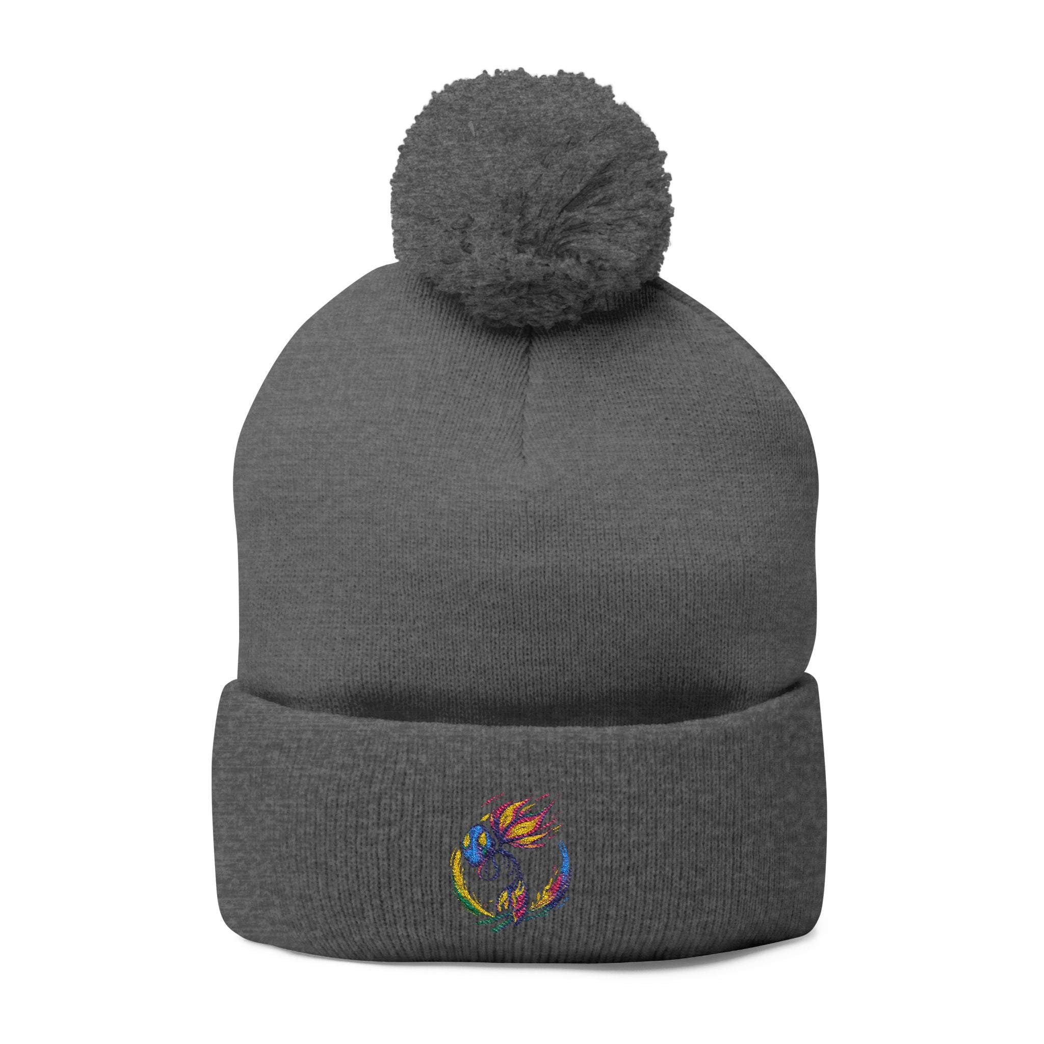 BioSlate | SkiBloom Logo | Embroidered Pom-Pom Knit Cap