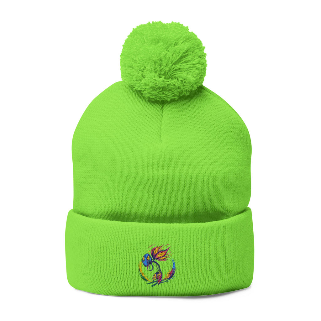 BioSlate | SkiBloom Logo | Embroidered Pom-Pom Knit Cap