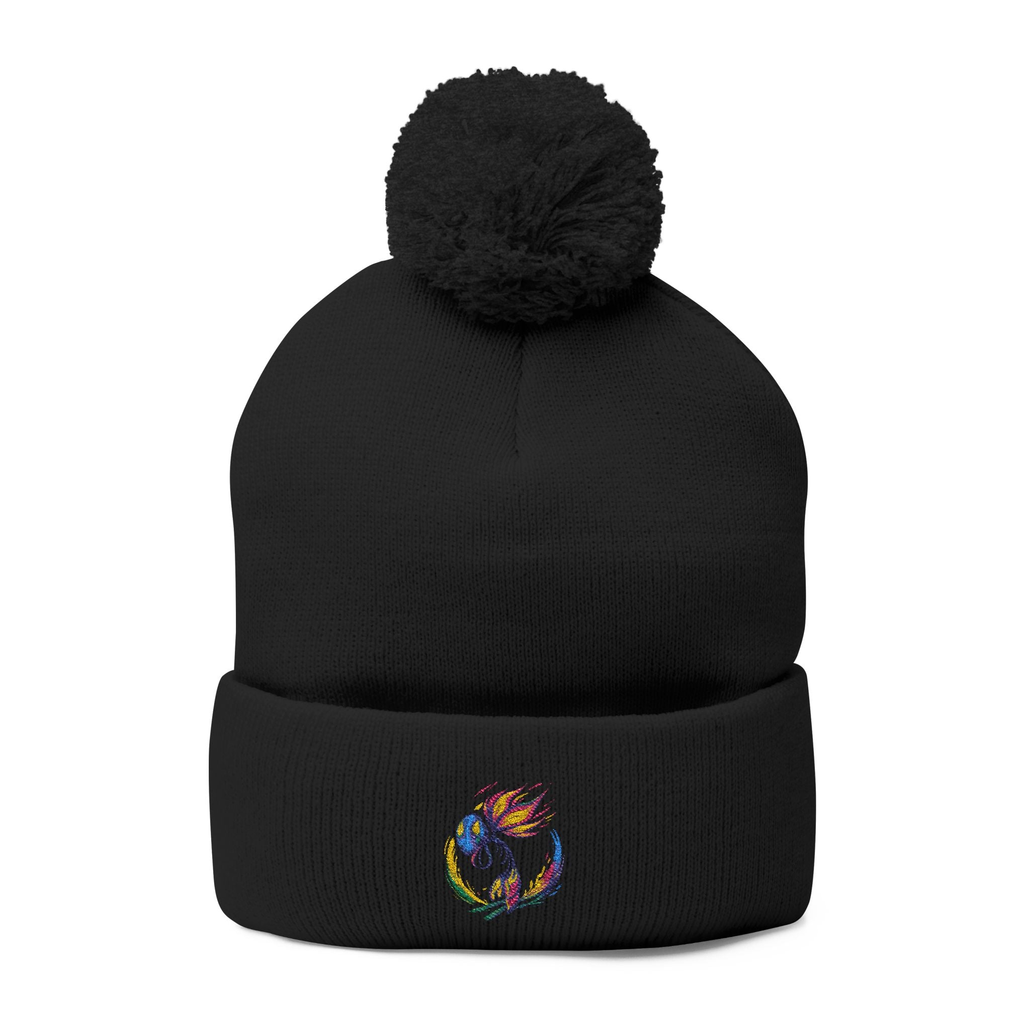 BioSlate | SkiBloom Logo | Embroidered Pom-Pom Knit Cap