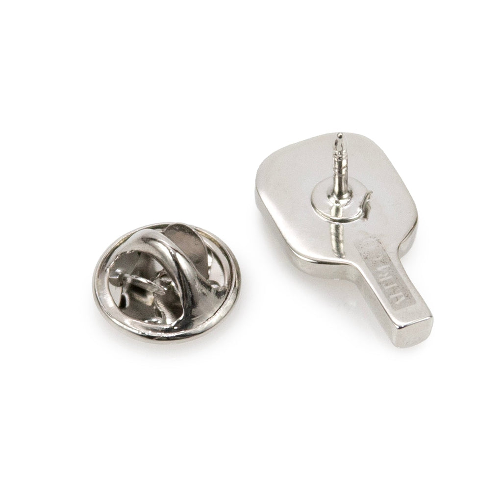 Pickleball Racket Silver Lapel Pin