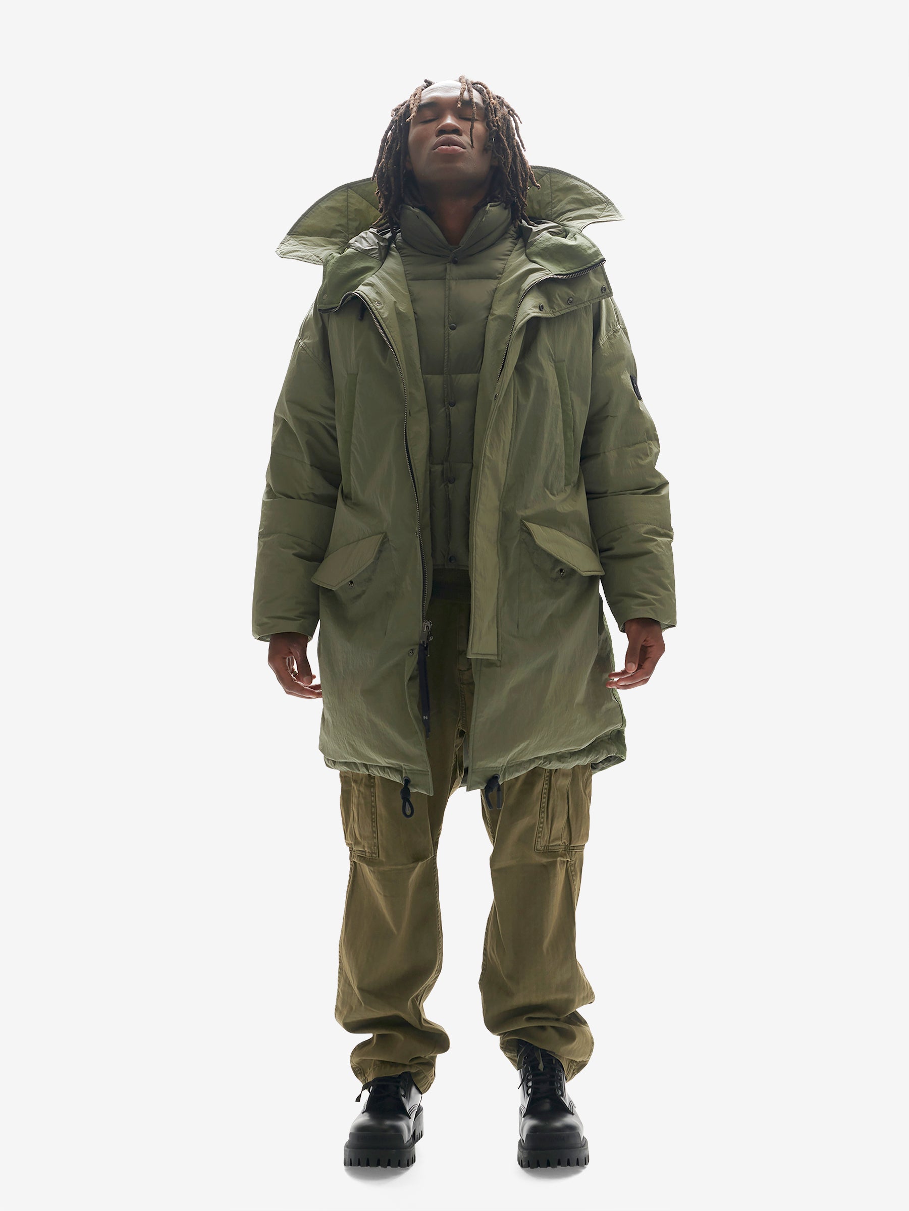 Long Down Puffer - Stone Green