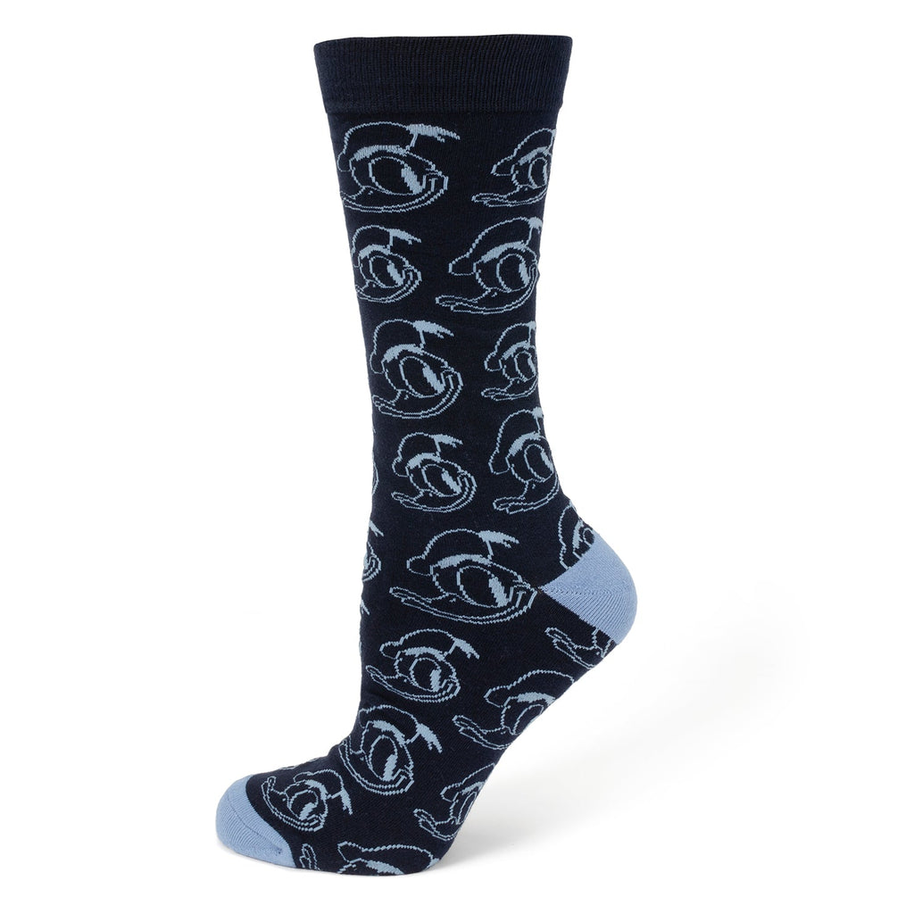 Disney Donald Duck Patterned Blue Socks and Mickey Mouse Blue Lapel Pin Gift Set