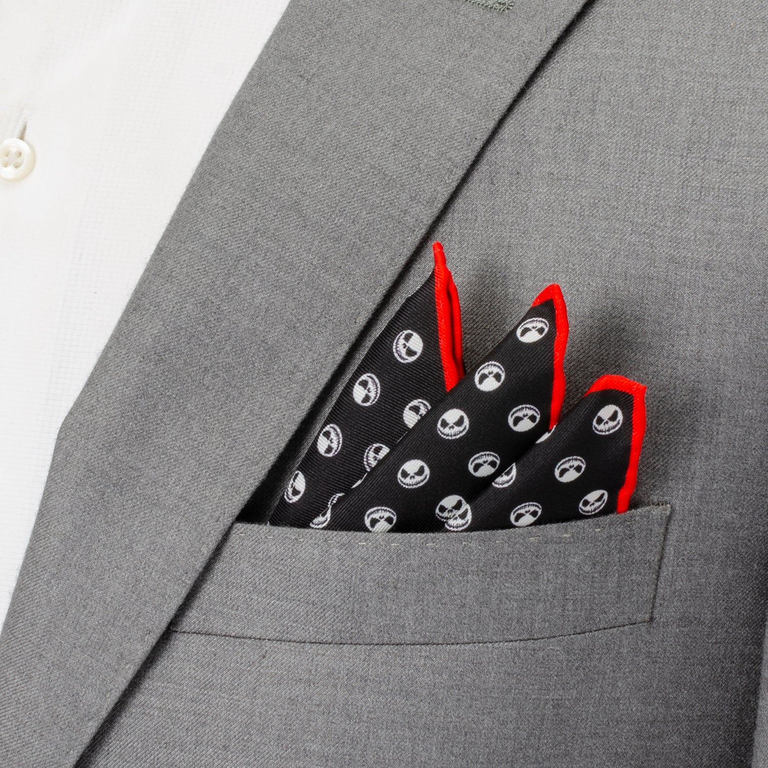 Disney The Nightmare Before Christmas Jack Skellington Men's Black Pocket Square
