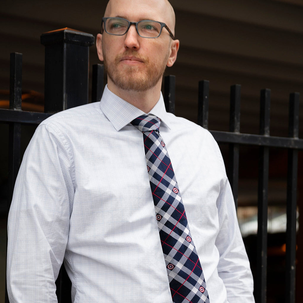 Marvel Captain America Blue Plaid Tie