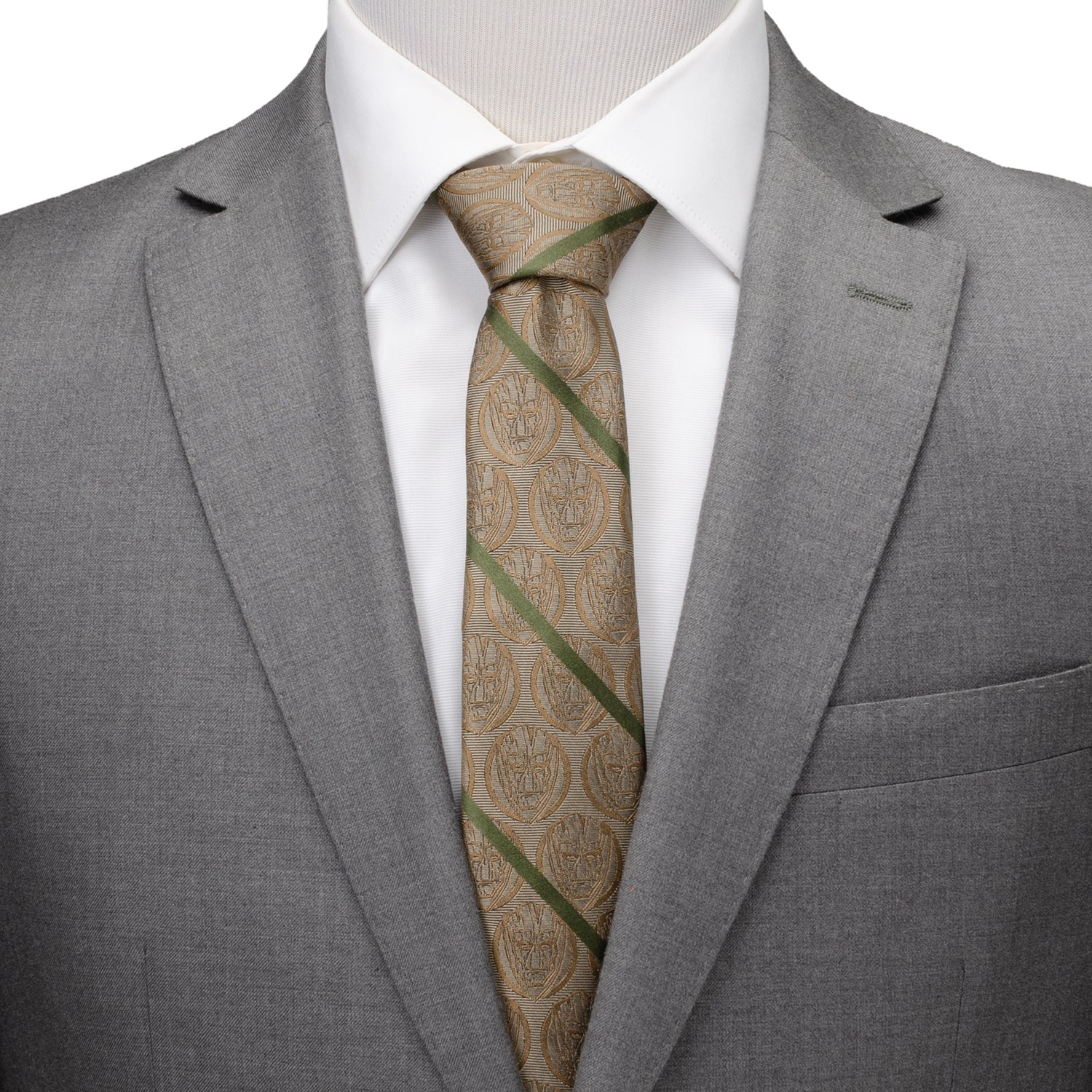 Marvel Guardians of the Galaxy Groot Tan Striped Men's Tie