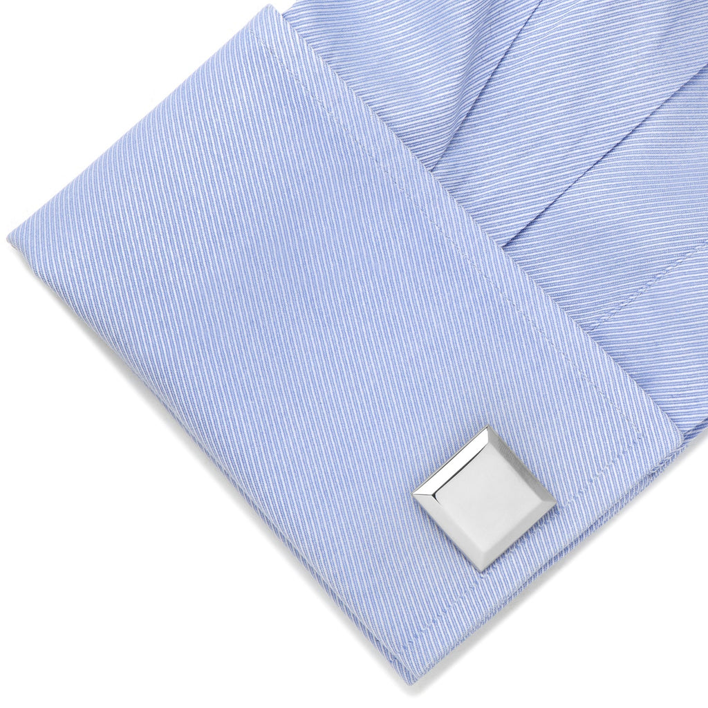 Stainless Steel Beveled Edge Engravable Square Cufflinks