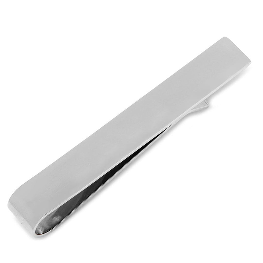 Stainless Steel Beveled Square Engravable Cufflinks and Tie Bar Gift Set