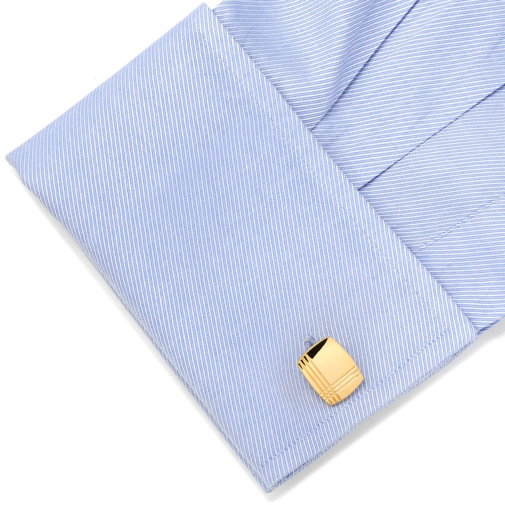 Sterling Silver Gold Tartan Plaid Cufflinks