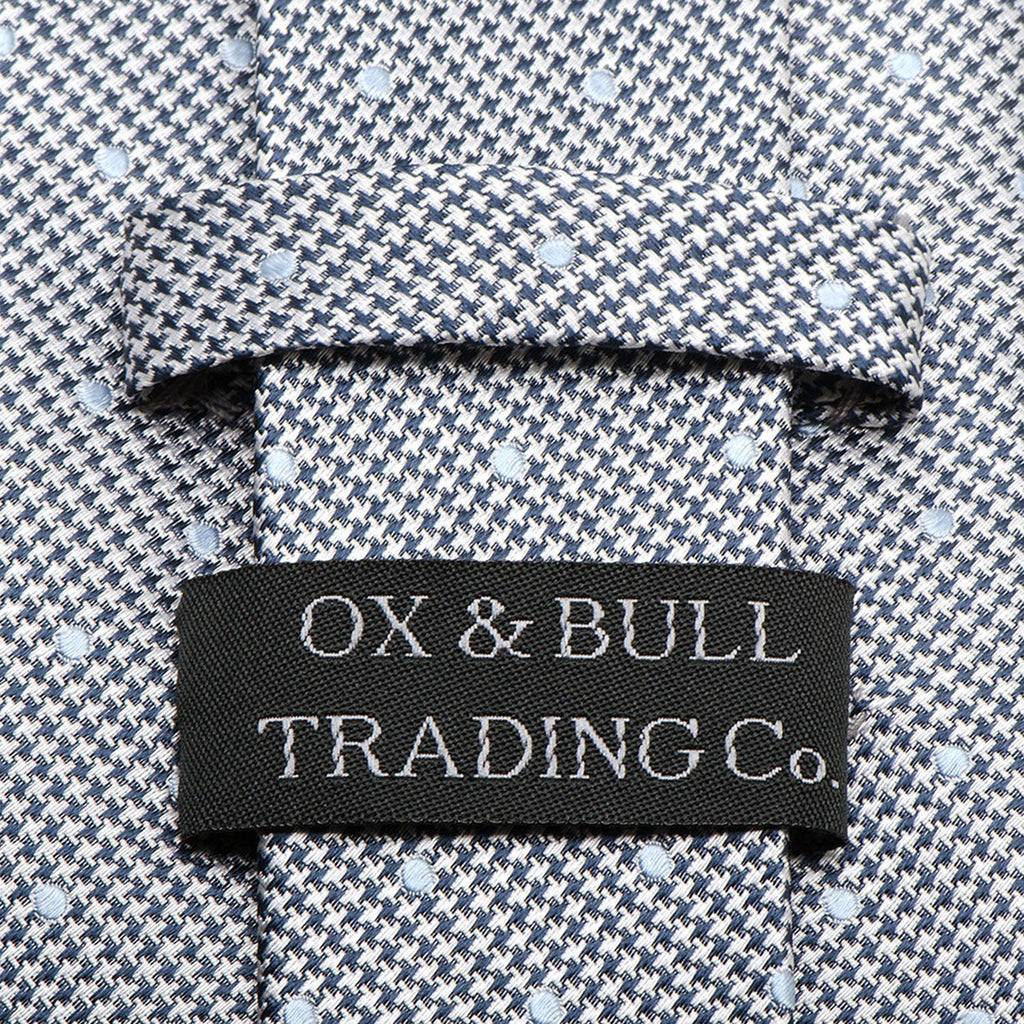 Dotted Herringbone Gray Silk Tie