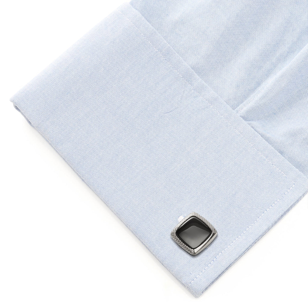 Onyx Cushion Stainless Steel Cufflinks