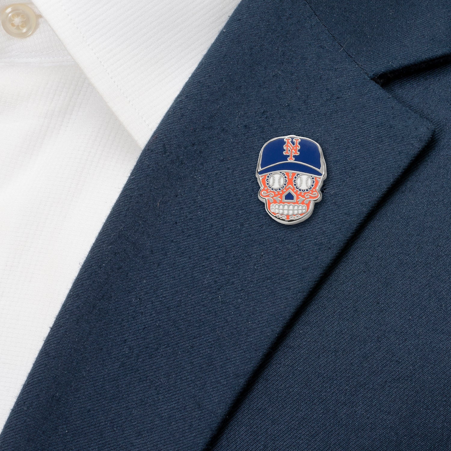 MLB New York Mets Sugar Skull Lapel Pin